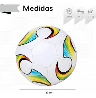Foto 4 | Foto 4 | Balon Futbol Soccer Lab.g No. 5 Laminado Color Amarillo Azul Y Blanco