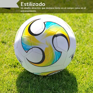 Foto 5 | Foto 5 | Balon Futbol Soccer Lab.g No. 5 Laminado Color Amarillo Azul Y Blanco