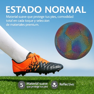 Foto 5 | Foto 5 | Balón de Fútbol Soccer No.5 Holográfico Reflejante Termosellado de TPU para Juegos Nocturnos y Colección