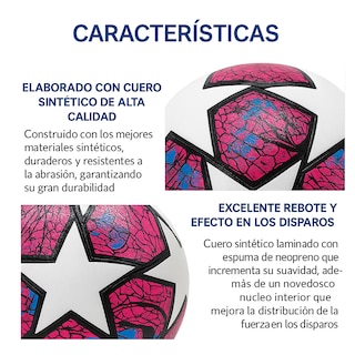 Foto 5 | Foto 5 | Balón de Fútbol Soccer Rosa No.5 Termosellado Estilo Champions con Diseño de Estrellas + Accesorios (Bomba)