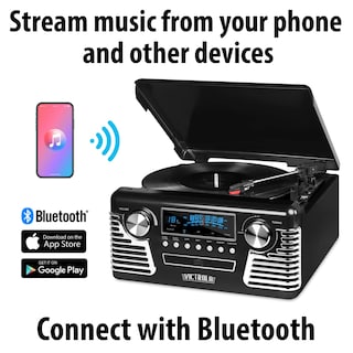 Foto 2 | Foto 2 | Tocadiscos Bluetooth Victrola 50's Retro Con Altavoces Negro - Venta Internacional.