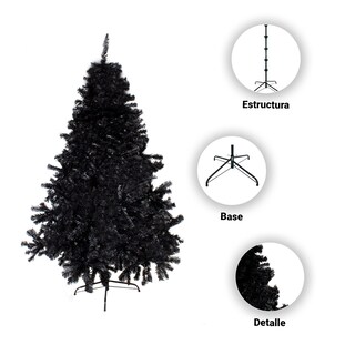 Foto 2 | Foto 2 | Árbol de Navidad Pino Ramas Montables color Negro Altura 2.40 M Importadora La Merced Artificial Plástico Resistente
