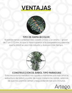 Foto 7 | Foto 7 | Árbol De Navidad Scoth Pine Frondoso Rama Bicolor Pino Navideño Christmas Tree 190 Cm + Maleta Transportadora Artego