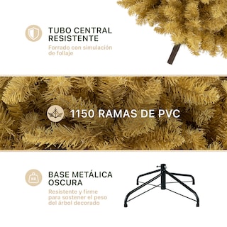 Foto 3 | Foto 3 | Árbol De Navidad Esquimal Pino Tipo Lápiz 2.20m Dorado