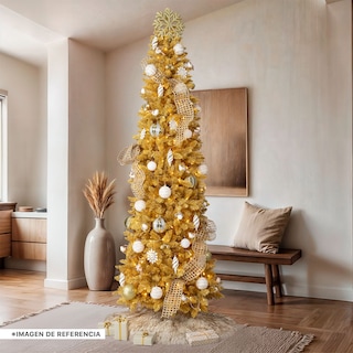 Foto 7 | Foto 7 | Árbol De Navidad Esquimal Pino Tipo Lápiz 2.20m Dorado