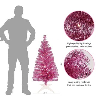 Foto 4 | Foto 4 | Árbol De Navidad Juegoal De 4 Pies, Color Rosa Preiluminado Con 70 Led De Color Blanco Cálido - Venta Internacional.