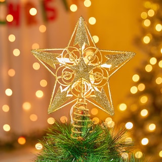Foto 1 | Foto 1 | Decoración Con Forma De Estrella De Navidad Brightown 3d 8 Con Purpurina Dorada - Venta Internacional.