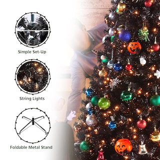 Foto 4 | Foto 4 | Árbol De Navidad Yaheetech De 1,4 M Con 150 Luces Blancas Cálidas, Color Negro - Venta Internacional.