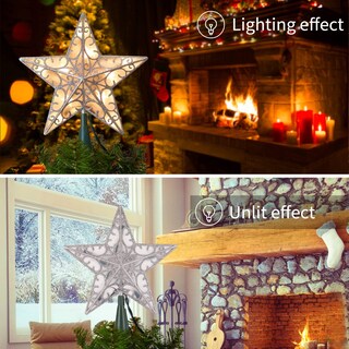 Foto 4 | Foto 4 | Decoración Con Forma De Estrella De Navidad Brightown, Plateada Con Purpurina 3d - Venta Internacional.