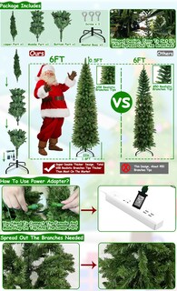 Foto 6 | Foto 6 | Árbol De Navidad Turnmeon, Doble Cambio De Color Y Temporizador, 6 Pies, Preiluminado - Venta Internacional.