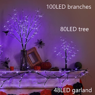 Foto 5 | Foto 5 | Halloween Tree Fudios Iluminado Con Temporizador, 80 Luces Led Moradas - Venta Internacional.
