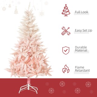 Foto 3 | Foto 3 | Árbol De Navidad Homcom De 7 Pies, Abeto Artificial Sin Iluminación, Rosa - Venta Internacional.