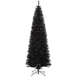 Lápiz Homcom Con Forma De Árbol De Navidad, 8 Pies, Delgado, Sin Iluminación, Abeto De Douglas, Negro - Venta Internacional.