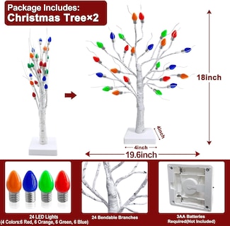 Foto 2 | Foto 2 | Árbol De Navidad Artificial Turnmeon De 45 Cm Con 48 Luces, Paquete De 2 - Venta Internacional.