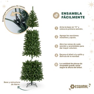 Foto 4 | Foto 4 | Árbol De Navidad Esquimal Pino Tipo Lápiz 2.20m Verde Olivo