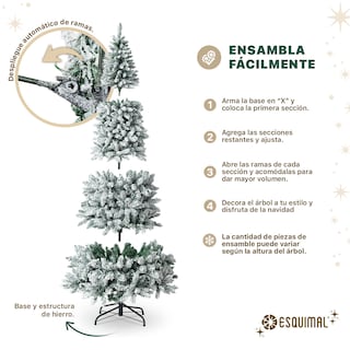 Foto 4 | Foto 4 | Árbol De Navidad Esquimal Pino Tipo Lápiz 2.20m Verde Nevado