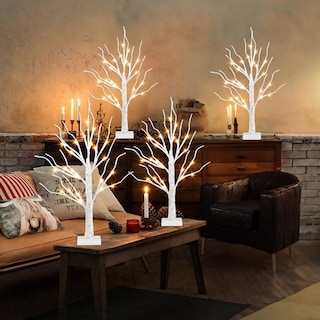 Foto 4 | Foto 4 | Árbol De Navidad Peiduo De 60 Cm Con Luces Led De Abedul Blanco, Paquete De 4 - Venta Internacional.