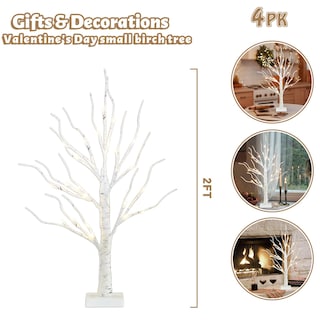 Foto 5 | Foto 5 | Árbol De Navidad Peiduo De 60 Cm Con Luces Led De Abedul Blanco, Paquete De 4 - Venta Internacional.