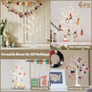 Foto 6 | Foto 6 | Árbol De Navidad Peiduo De 60 Cm Con Luces Led De Abedul Blanco, Paquete De 4 - Venta Internacional.