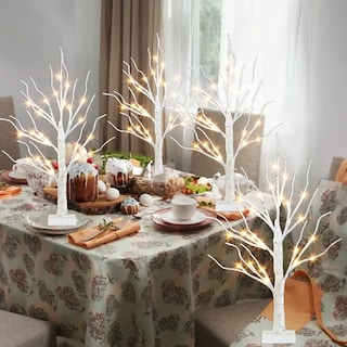 Foto 7 | Foto 7 | Árbol De Navidad Peiduo De 60 Cm Con Luces Led De Abedul Blanco, Paquete De 4 - Venta Internacional.