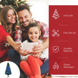 Foto 3 | Foto 3 | Árbol De Navidad Homcom Douglas Fir De 6 Pies Con 24 Luces Led, Color Verde - Venta Internacional.