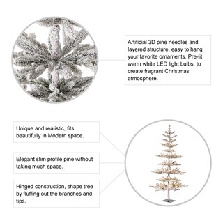 Foto 5 | Foto 5 | Árbol De Navidad Glitzhome Deluxe, Madera De Pino Flocado, Preiluminado, 6 Pies - Venta Internacional.