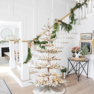 Foto 7 | Foto 7 | Árbol De Navidad Glitzhome Deluxe, Madera De Pino Flocado, Preiluminado, 6 Pies - Venta Internacional.