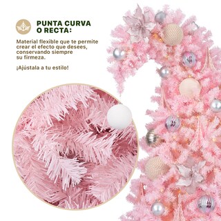 Foto 2 | Foto 2 | Árbol de Navidad Punta Flexible Esquimal Pino Rosa 1.80 m con 1110 Ramas y Esfera Escarchada