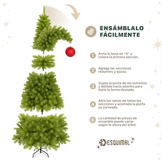 Foto 4 | Foto 4 | Árbol de Navidad Punta Flexible Esquimal Pino Verde 2.10 m con 1560 Ramas y 81 Esferas