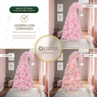 Foto 6 | Foto 6 | Árbol de Navidad Punta Flexible Esquimal Pino Rosa 2.10 m con 1560 Ramas y Esfera Escarchada