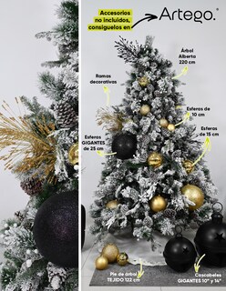 Foto 6 | Foto 6 | Árbol De Navidad Nevado 2.50m Premium * Piñas Gigantes * Alberta Spruce Artego Nieve Pino Artificial Frondoso Navideño
