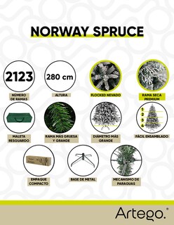 Foto 4 | Foto 4 | Árbol De Navidad Nevado Premium *ramas Secas* Norway Spruce Nieve Pino Artificial Frondoso + Maleta/christmas Tree 2.8m