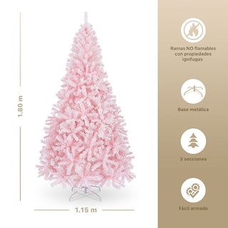 Foto 4 | Foto 4 | Árbol De Navidad Esquimal Pino Nevado Rosa 1.80m Con 780 Ramas