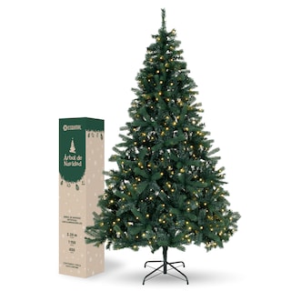 Foto 1 | Foto 1 | Árbol De Navidad Esquimal Pino Verde 2.20m Con Luces Led De 8 Modos De Iluminación