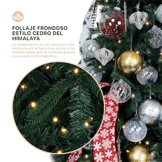 Foto 2 | Foto 2 | Árbol De Navidad Esquimal Pino Verde 2.20m Con Luces Led De 8 Modos De Iluminación