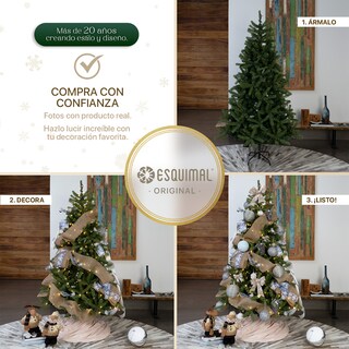 Foto 6 | Foto 6 | Árbol de Navidad Esquimal Pino Frondoso Verde Olivo 1.80m con 750 Ramas Mixtas