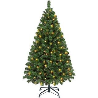 Foto 1 | Foto 1 | Árbol De Navidad Yaheetech De 1,4 M Con 150 Luces Blancas Cálidas, Color Verde - Venta Internacional.
