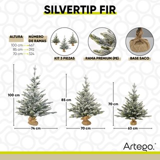 Foto 4 | Foto 4 | Árboles De Navidad Set De 3 Piezas (70-85-100cm) Silvertip Fir Ramas Premium Material Polietileno (pe) Con Base De Morral