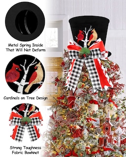 Foto 3 | Foto 3 | Sombrero De Copa Con Diseño De Cardenal Con Diseño De Árbol De Navidad Y Diseño De Búfalo A Cuadros - Venta Internacional.