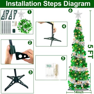 Foto 6 | Foto 6 | Árbol De Navidad Turnmeon Preiluminado De 1,5 M Con Temporizador, 50 Luces Cálidas - Venta Internacional.