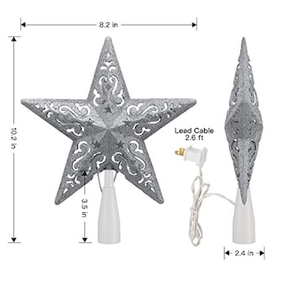 Foto 4 | Foto 4 | Decoración Para Árbol De Navidad Brightown, 20 Cm, Con Purpurina Plateada Y Luz - Venta Internacional.