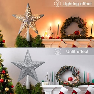 Foto 7 | Foto 7 | Decoración Para Árbol De Navidad Brightown, 20 Cm, Con Purpurina Plateada Y Luz - Venta Internacional.
