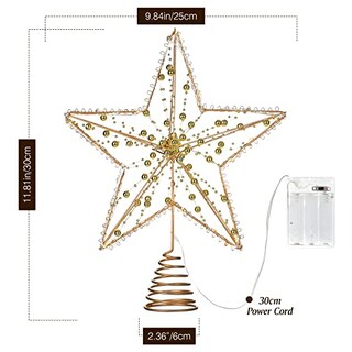 Foto 7 | Foto 7 | Decoración Para Árbol De Navidad Lewondr Christmas Star Con Luces, 30 Cm - Venta Internacional.