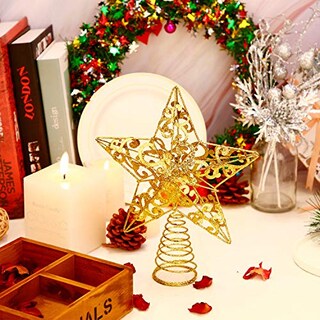 Foto 6 | Foto 6 | Decoración Para Árbol De Navidad Con Forma De Estrella De Metal Brillante Bulu, 25 Cm (dorada) - Venta Internacional.
