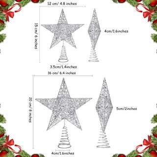 Foto 4 | Foto 4 | Decoración Para Árbol De Navidad Con Forma De Estrella Blulu, Metal Con Purpurina, 2 Piezas - Venta Internacional.