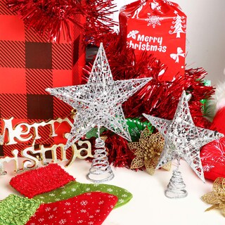 Foto 5 | Foto 5 | Decoración Para Árbol De Navidad Con Forma De Estrella Blulu, Metal Con Purpurina, 2 Piezas - Venta Internacional.