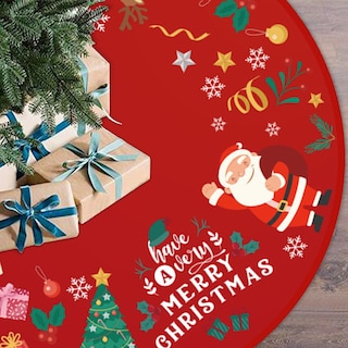 Foto 5 | Foto 5 | Faldón Para Árbol De Navidad Huoguo, Estampado En Lino, 98 Cm De Diámetro - Venta Internacional.