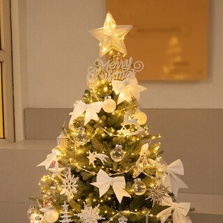 Foto 3 | Foto 3 | Decoración Para Árbol De Navidad Yycraft Con Forma De Estrella Con Purpurina, 20 Cm, Metal Blanco - Venta Internacional.
