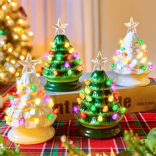 Foto 1 | Foto 1 | Juego De Árbol De Navidad Brightown De Cerámica De 5 Pulgadas, Paquete De 4 Con Luces - Venta Internacional.