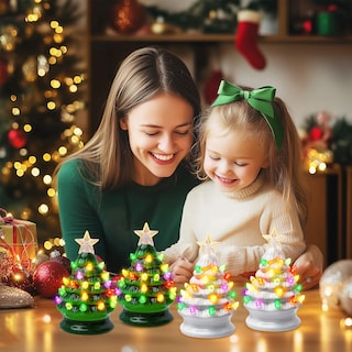 Foto 2 | Foto 2 | Juego De Árbol De Navidad Brightown De Cerámica De 5 Pulgadas, Paquete De 4 Con Luces - Venta Internacional.
